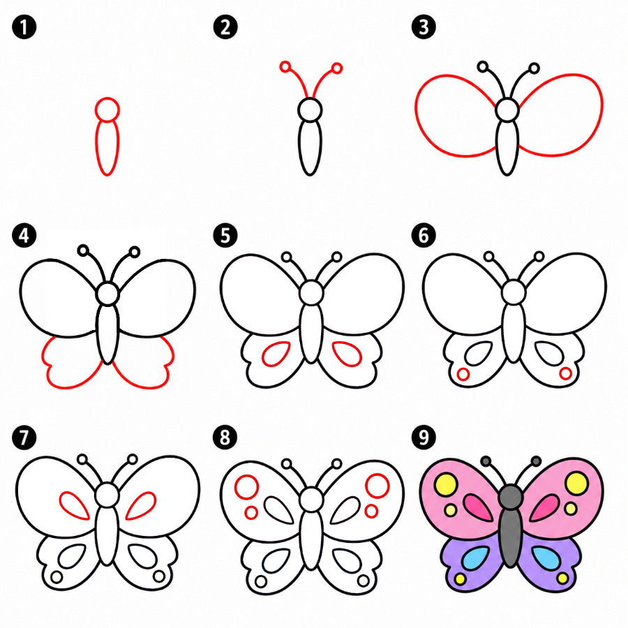 Bunter Schmetterling zeichnen ideen