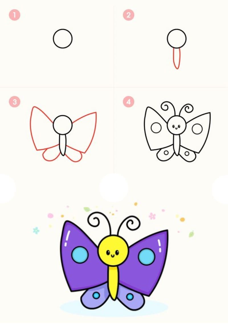 Ein einfacher und süßer Schmetterling zeichnen ideen