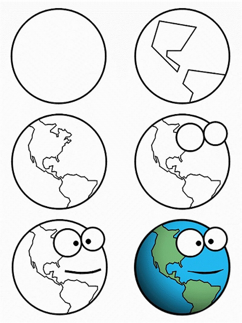 Eine Cartoon-Erde zeichnen ideen