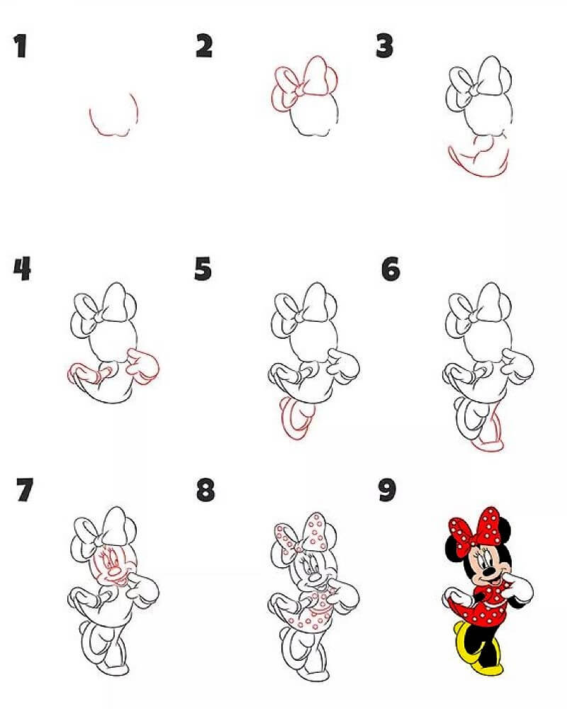 Eine süße Minnie Maus zeichnen ideen