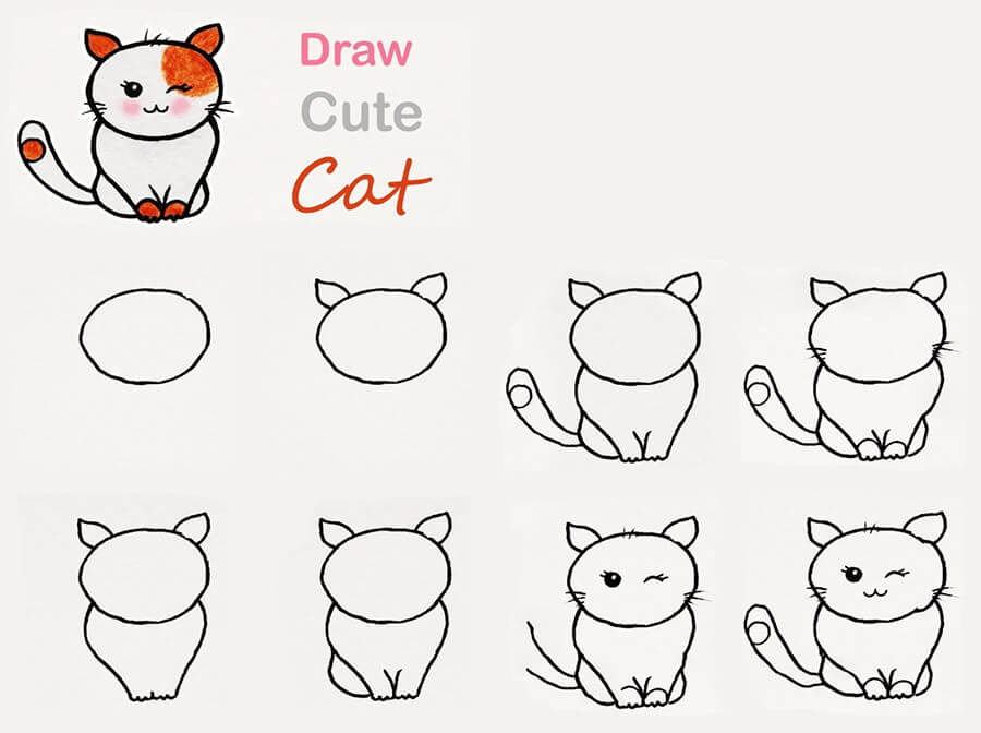 Eine süße Katze zeichnen ideen