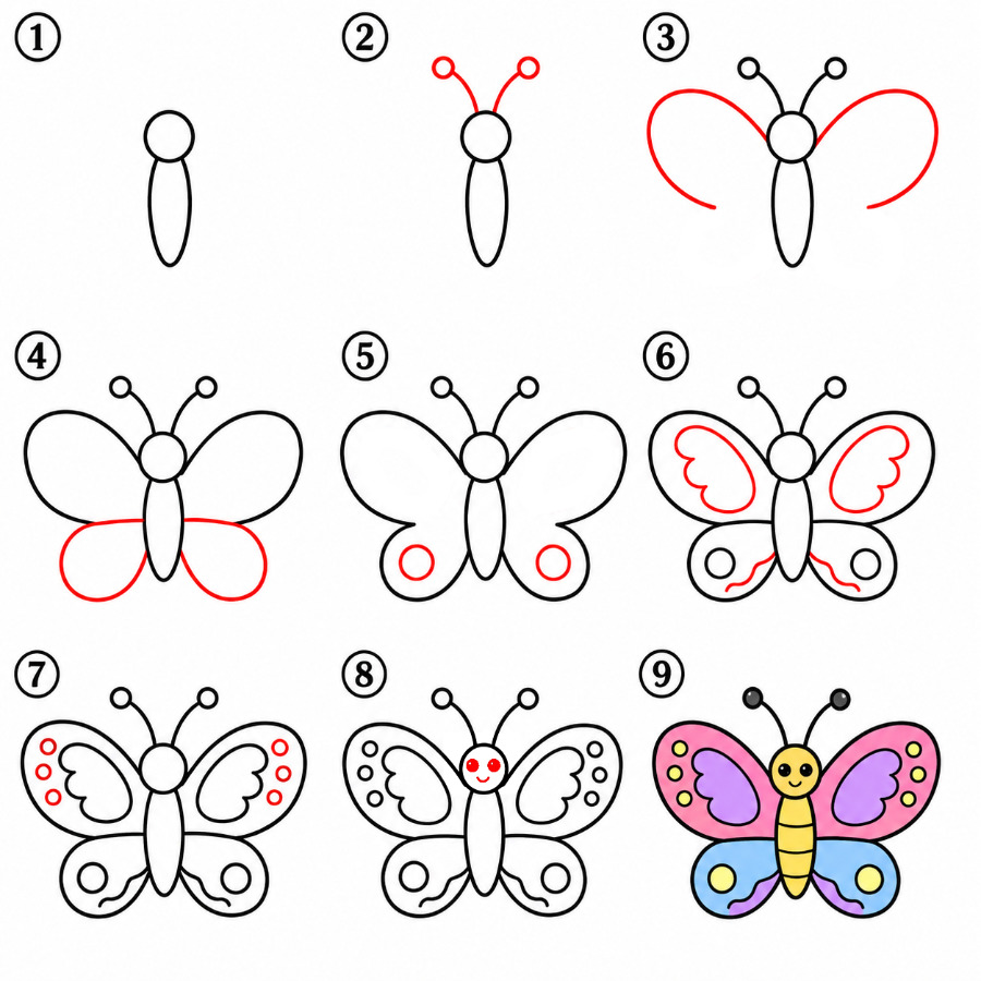 Eleganter Schmetterling zeichnen ideen