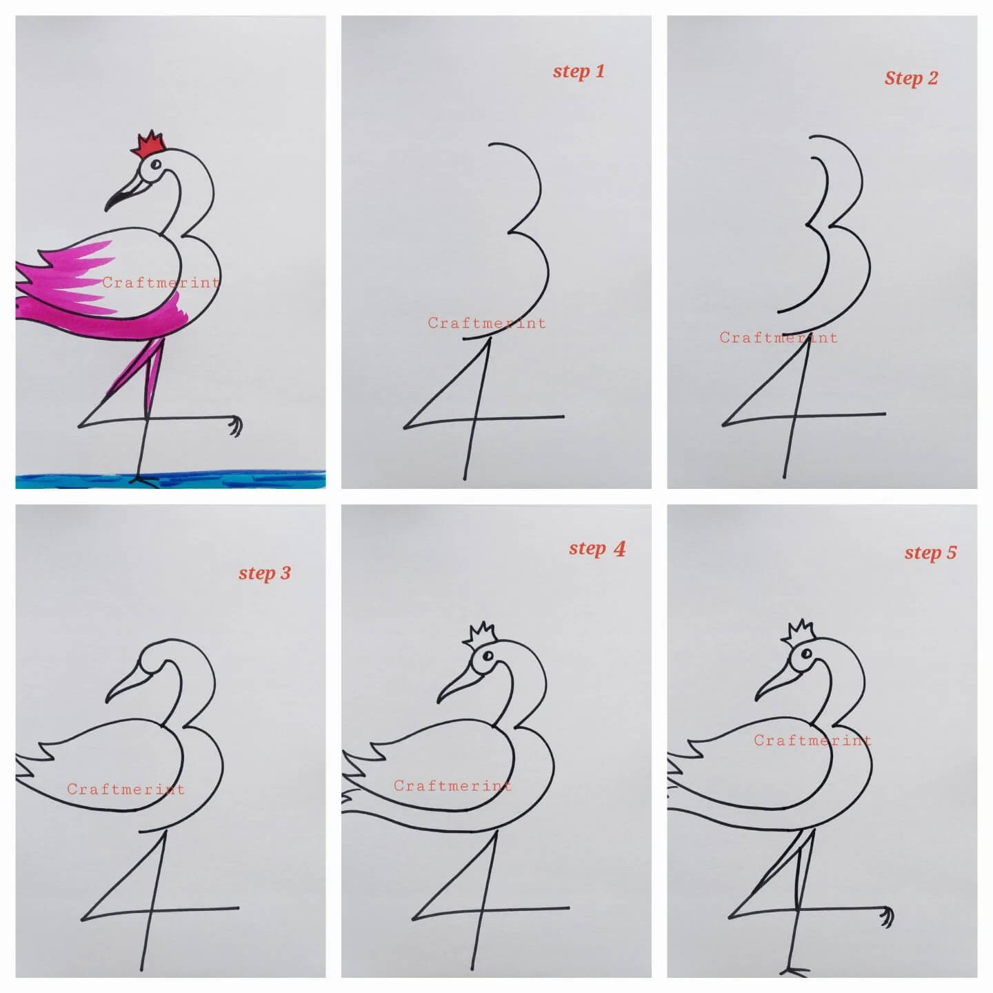 Zeichnen Lernen Flamingo-Idee