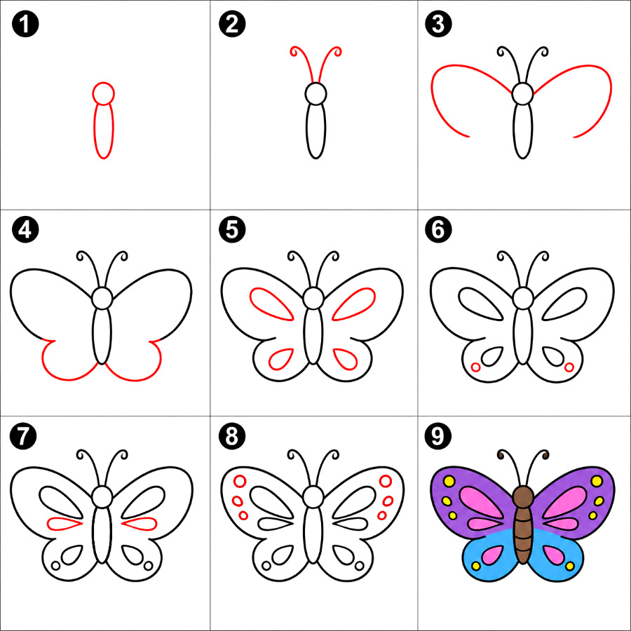 Fliegender Schmetterling zeichnen ideen
