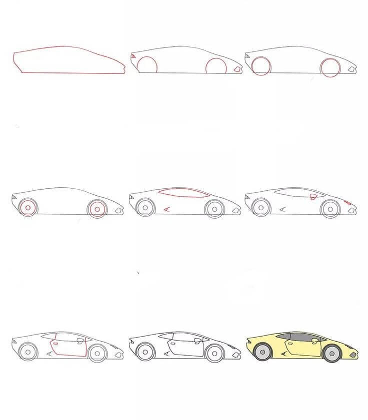 Zeichnen Lernen Goldener Supersportwagen (1)