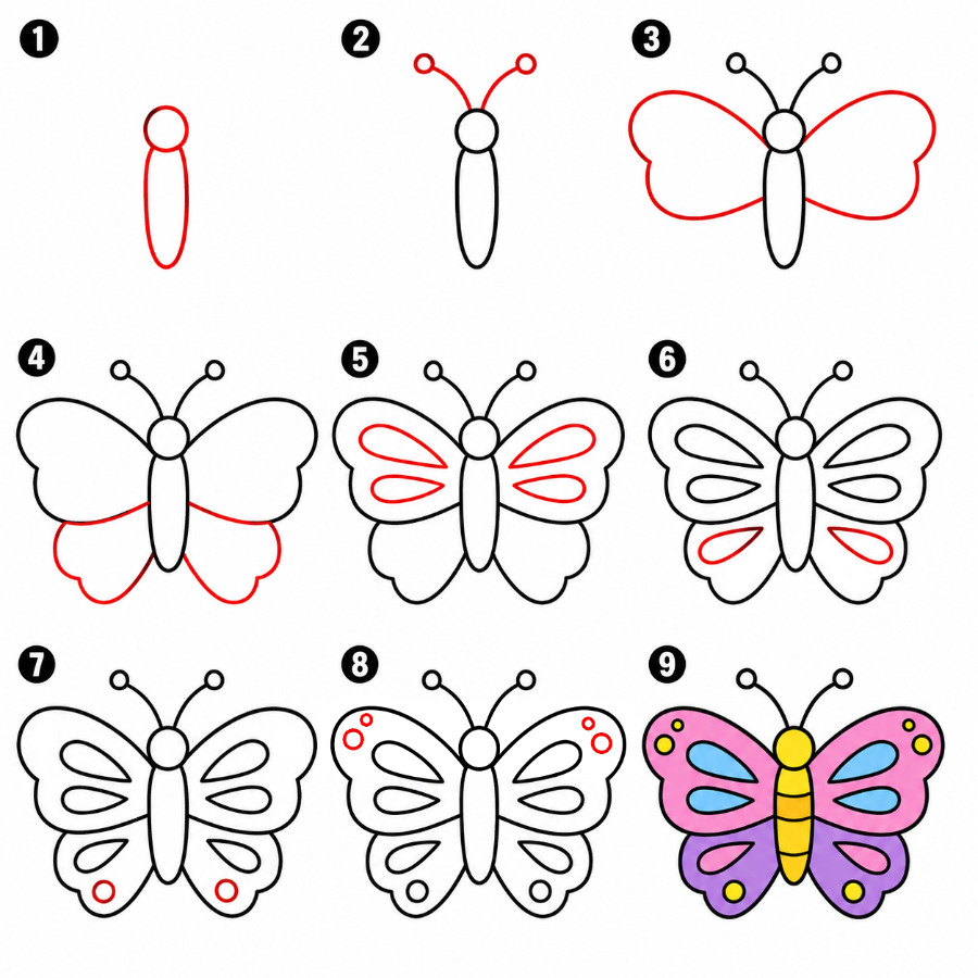 Großer Schmetterling zeichnen ideen