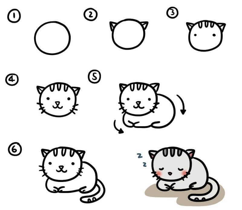 Zeichnen Lernen Katze – Idee 13