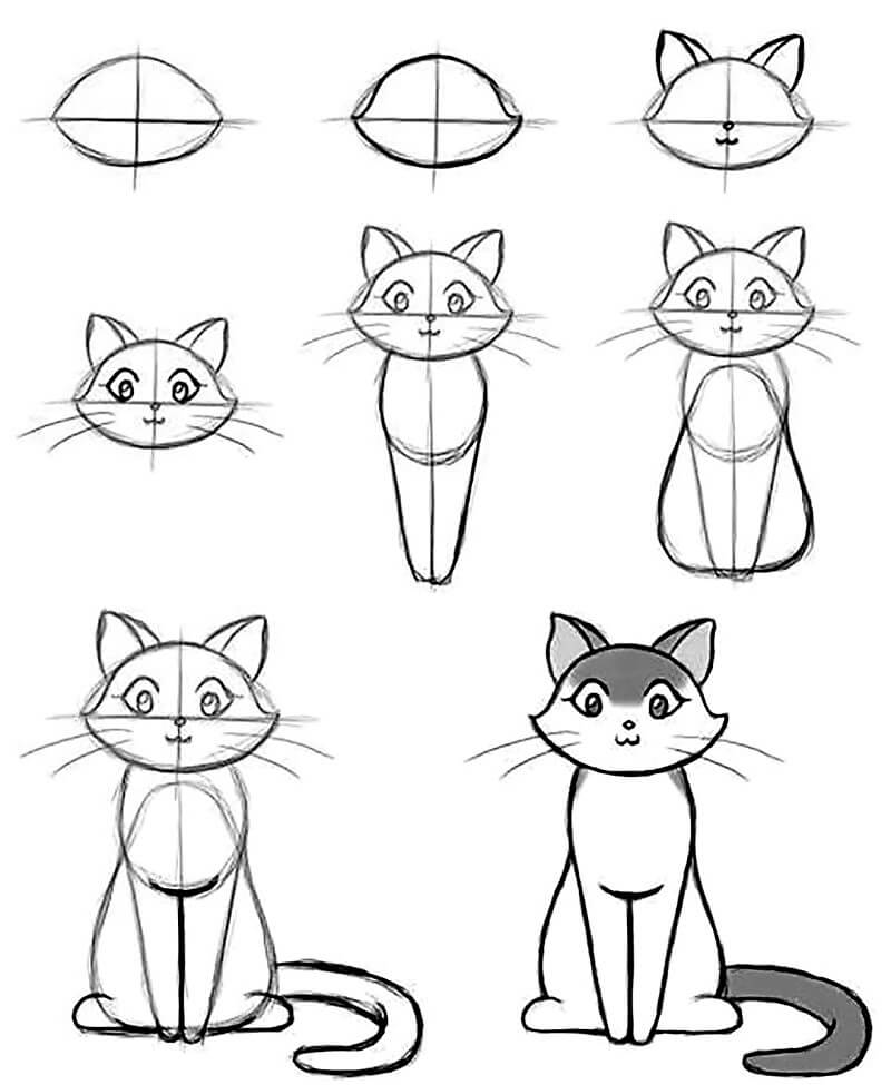 Zeichnen Lernen Katze – Idee 15