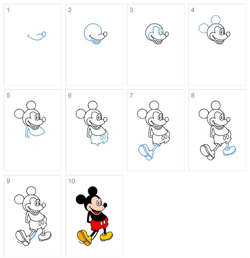 Zeichnen Lernen Mickey Maus – Idee 6