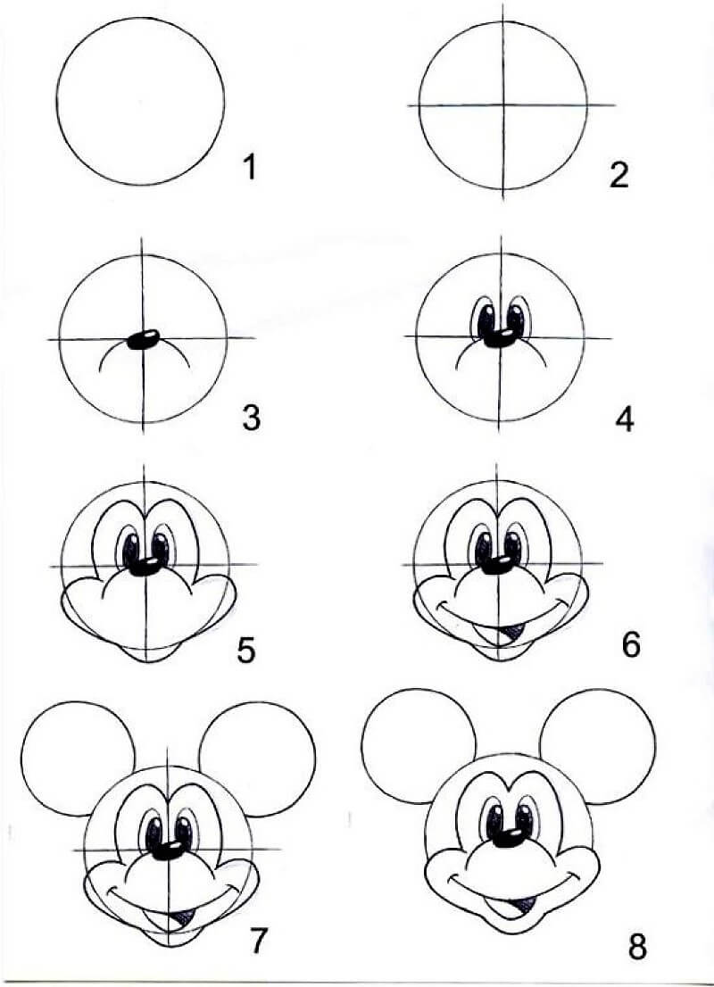 Zeichnen Lernen Mickey-Maus-Skizze
