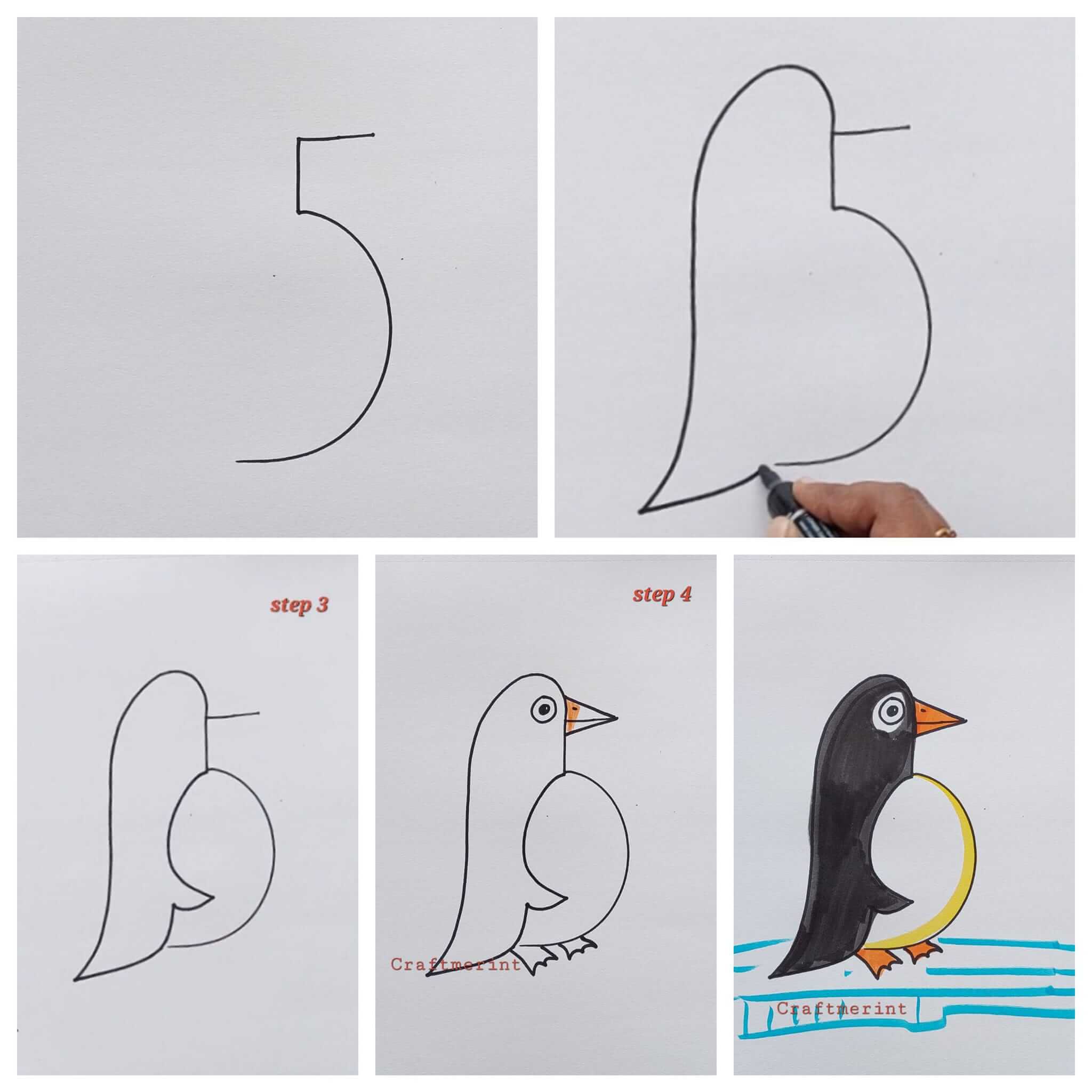 Zeichnen Lernen Pinguin-Idee (3)