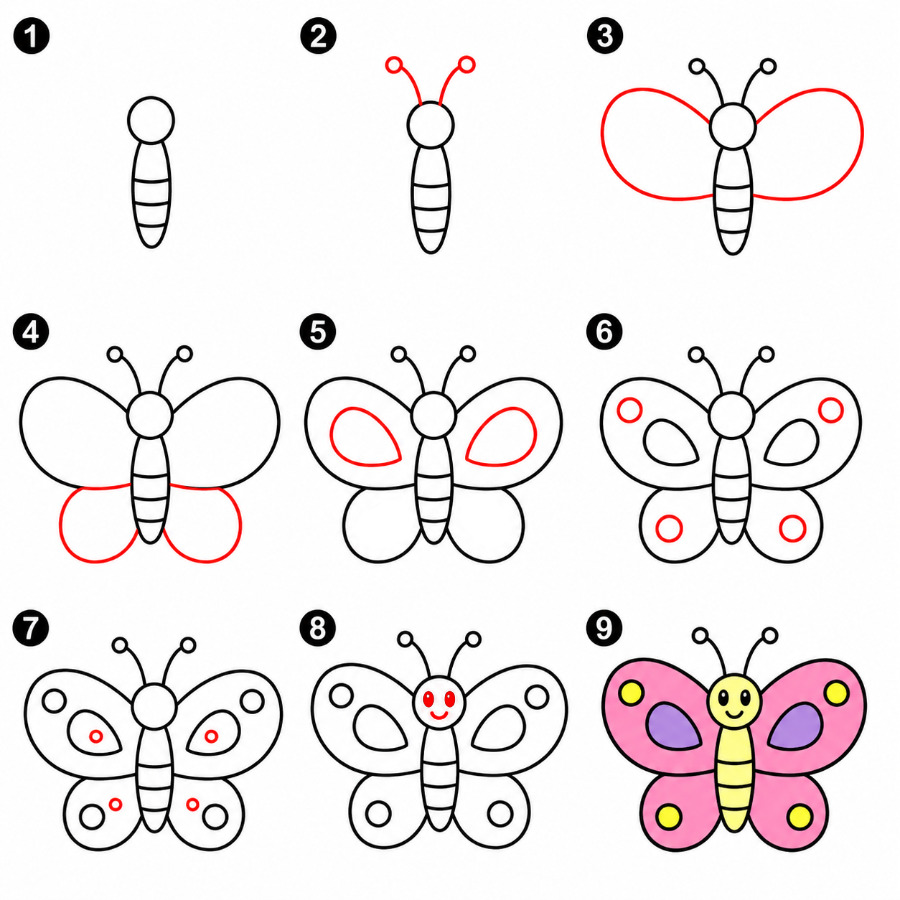 Prachtfalter Schmetterling zeichnen ideen