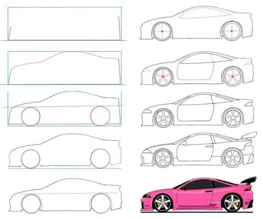Rosa Supersportwagen zeichnen ideen
