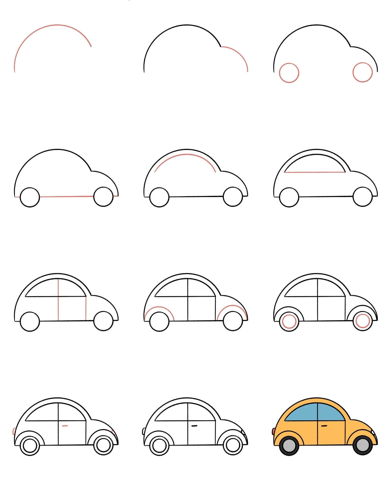 Zeichnen Lernen Rundes Auto