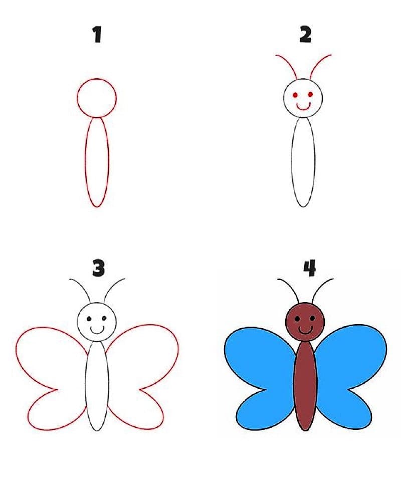 Sehr einfacher Schmetterling zeichnen ideen