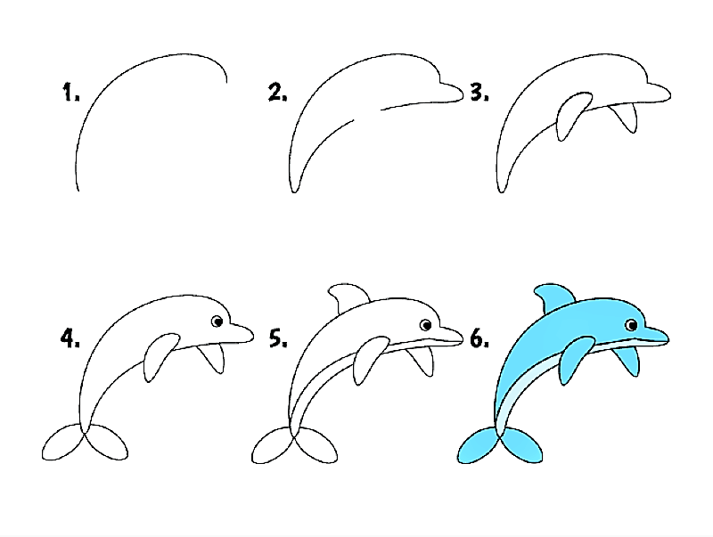 Ein blauer Delphin zeichnen ideen