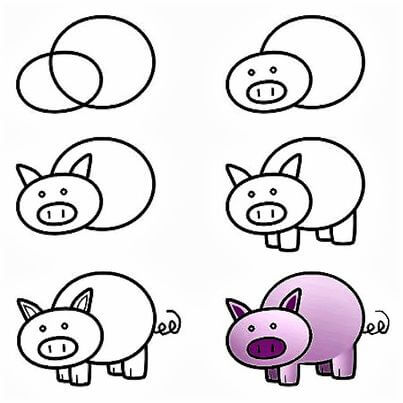Ein Cartoon-Schwein zeichnen ideen