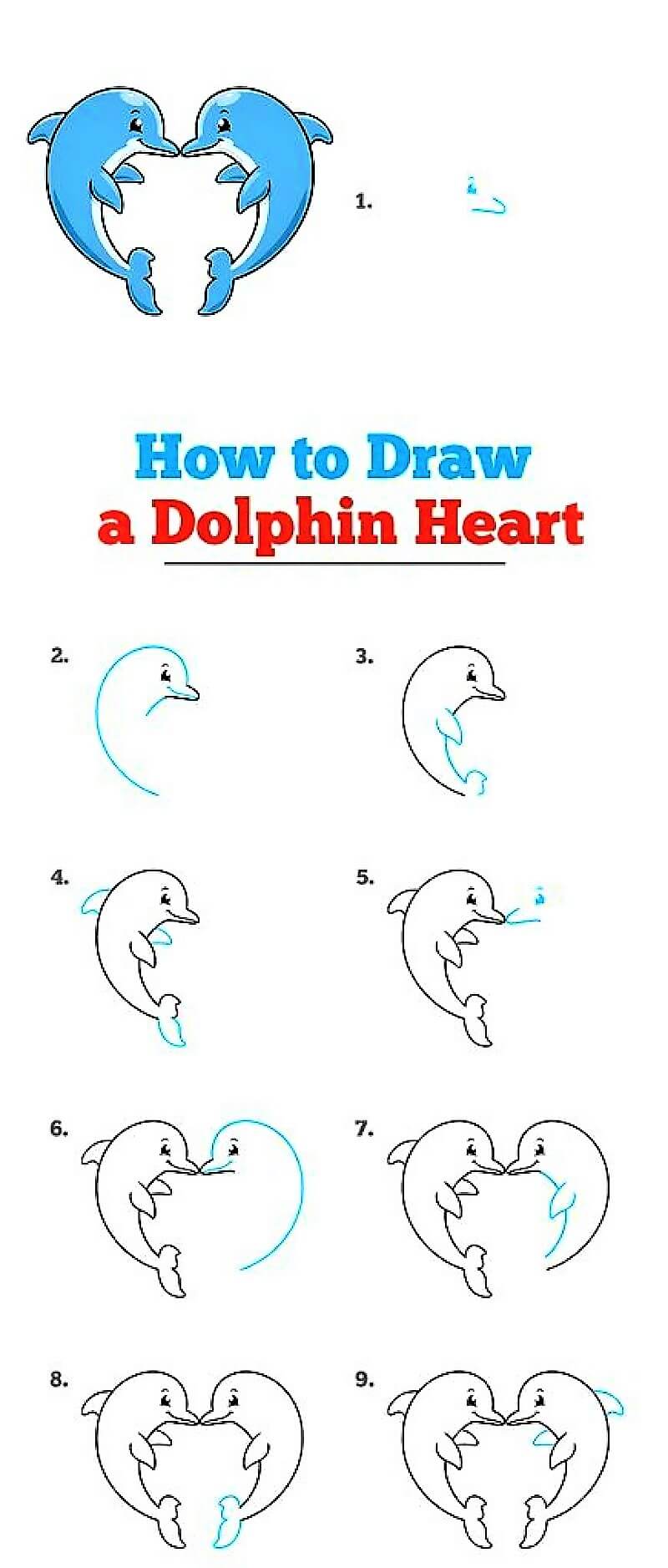 Ein Delphinherz zeichnen ideen