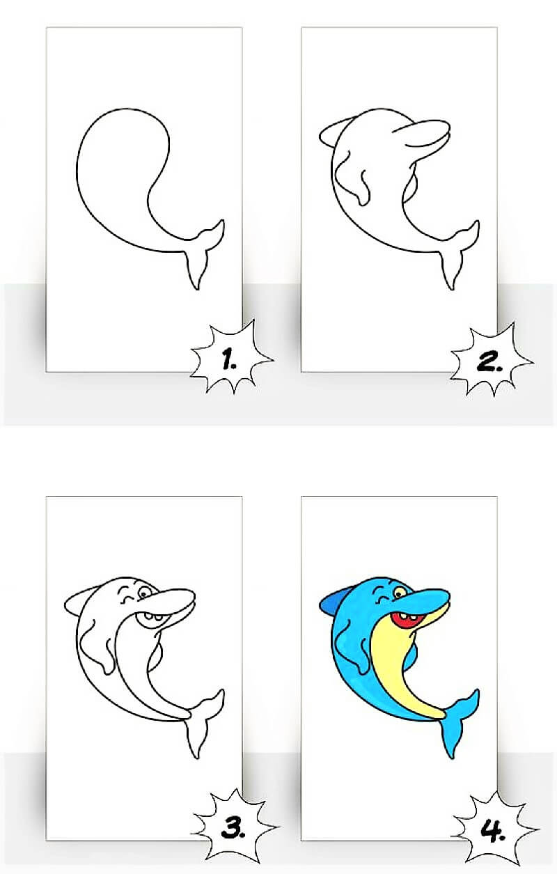 Ein einfacher Delphin zeichnen ideen