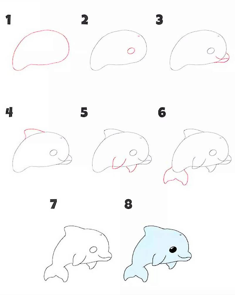 Ein einfacher Delphin zeichnen ideen