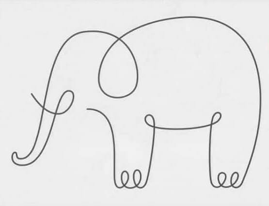 Ein einfacher Elefant mit 1 Leine zeichnen ideen