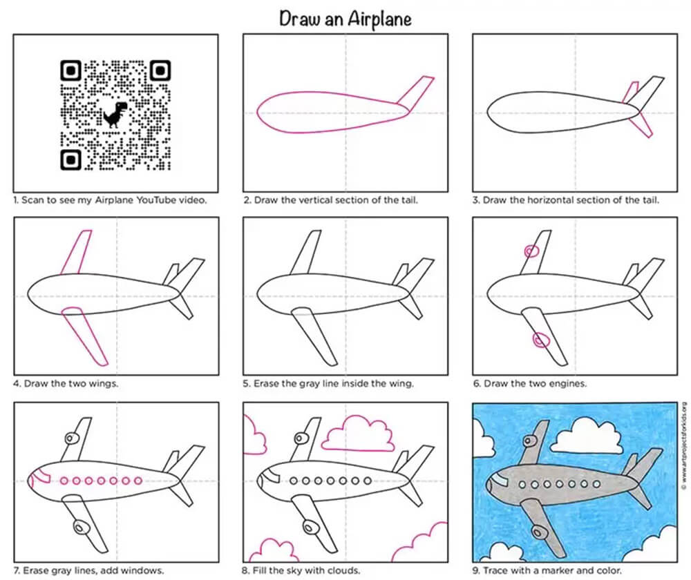 Ein Flugzeug (Kunstprojekte für Kinder) zeichnen ideen