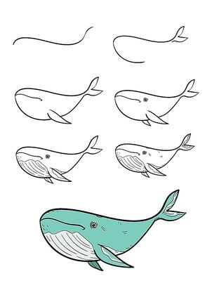 Zeichnen Lernen Ein grüner Wal