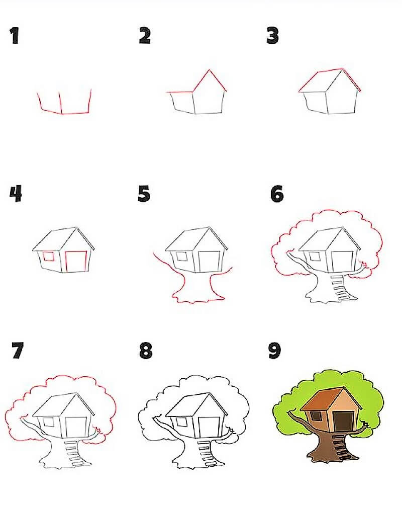 Ein Haus auf einem Baum zeichnen ideen