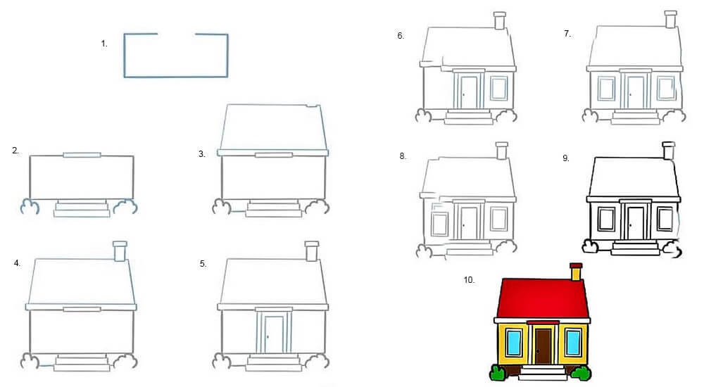Ein Haus mit kleinem Schornstein zeichnen ideen