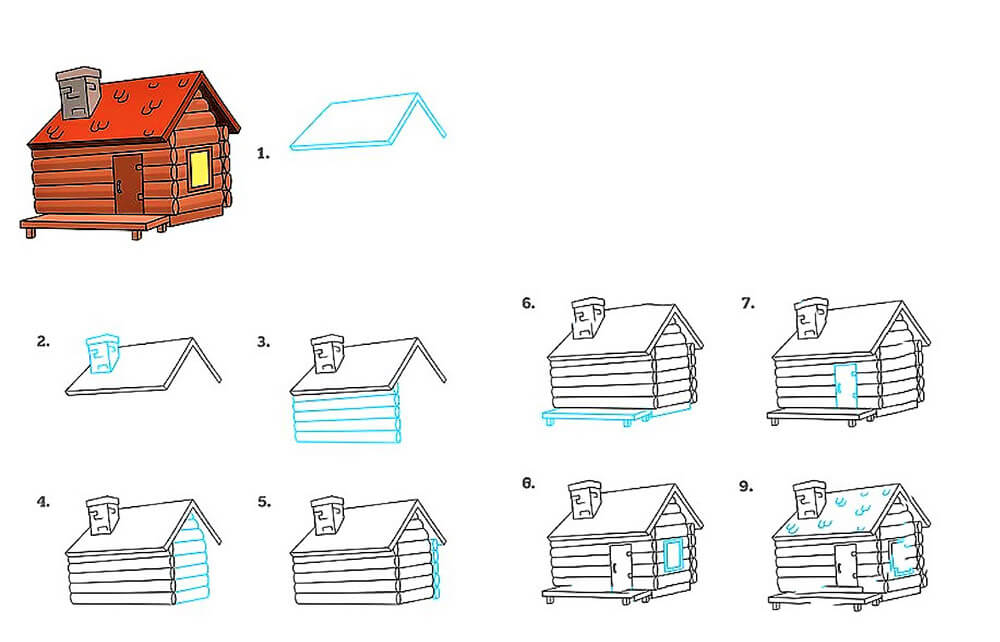 Ein Holzhaus zeichnen ideen