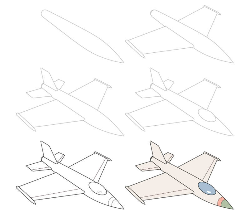Ein Kampfjet zeichnen ideen