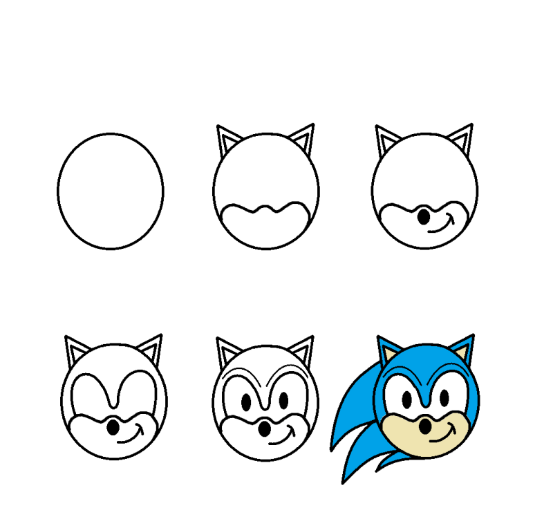 Ein süßer Sonic-Kopf zeichnen ideen