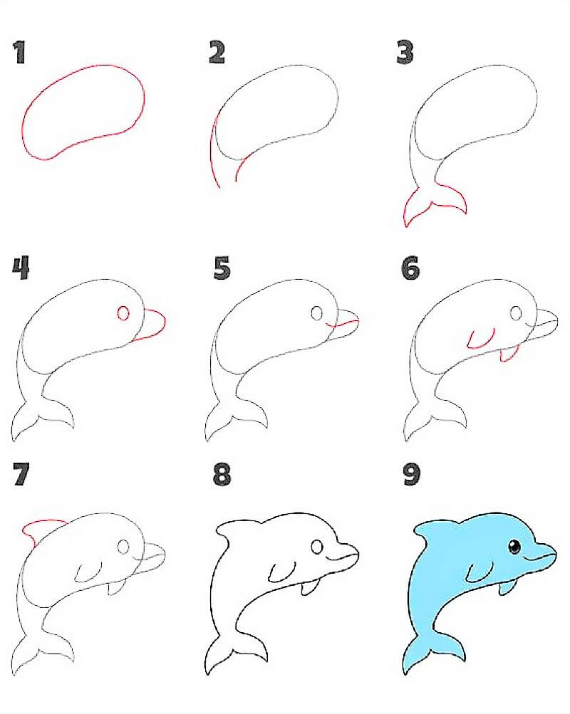 Eine Delphin-Idee 12 zeichnen ideen