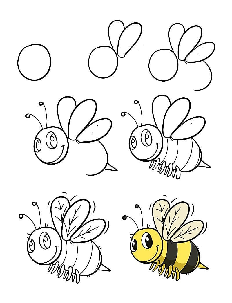 Eine einfache Biene zeichnen ideen