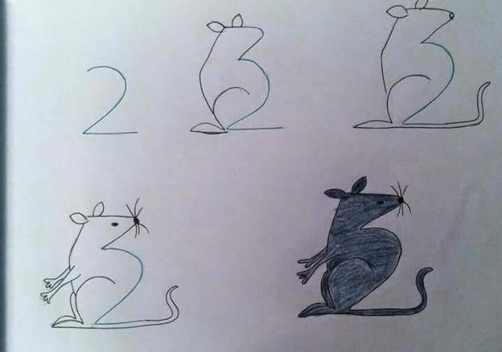 Eine Maus aus Nummer 2 zeichnen ideen