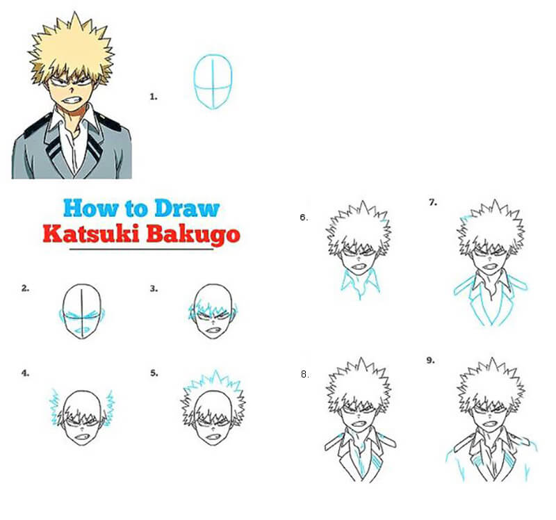 Einfaches Katsuki Bakugo zeichnen ideen