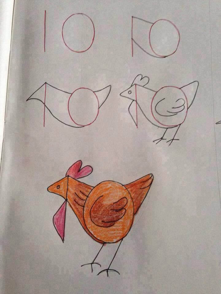 Zeichnen Lernen Huhn aus Nummer 10