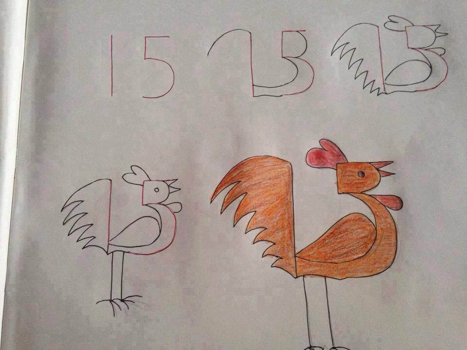 Zeichnen Lernen Huhn aus Nummer 15