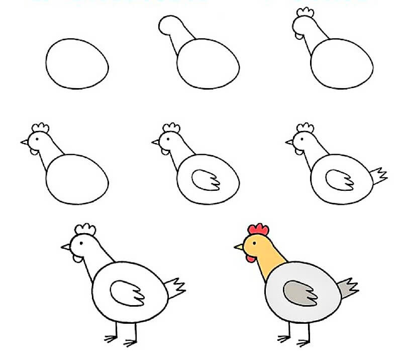 Zeichnen Lernen Huhn – Idee 11
