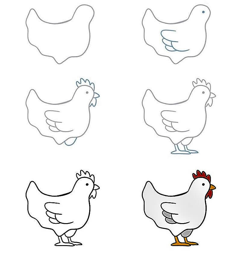 Zeichnen Lernen Huhn – Idee 12