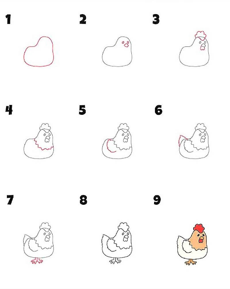 Zeichnen Lernen Huhn – Idee 13