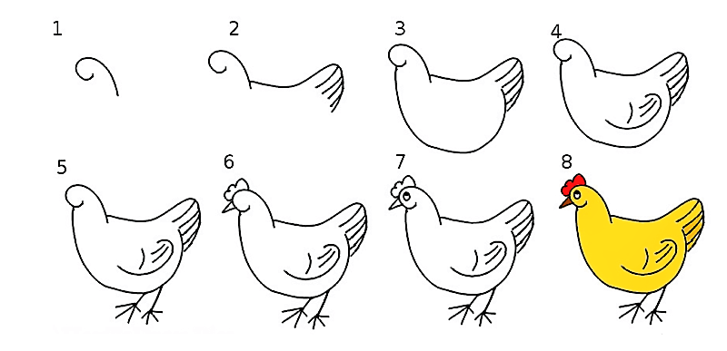 Zeichnen Lernen Huhn – Idee 5