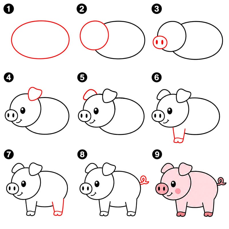 Lächelndes Schwein zeichnen ideen