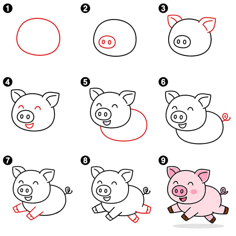 Laufendes Schwein zeichnen ideen