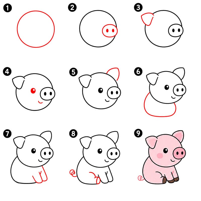 Schwein in Seitenansicht zeichnen ideen