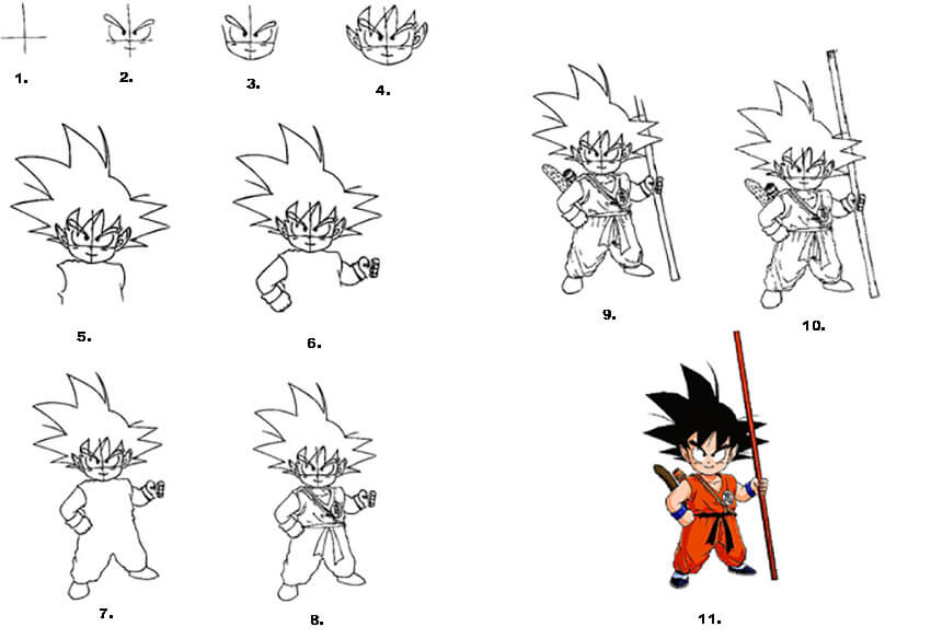 Son Goku in Dragon Ball Z zeichnen ideen