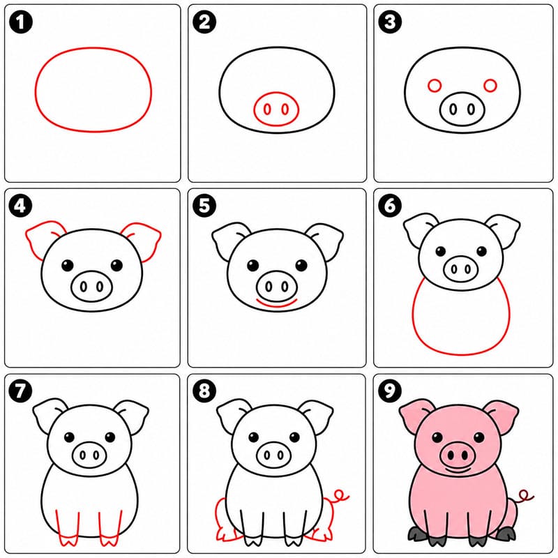 Süßes einfaches Schwein zeichnen ideen