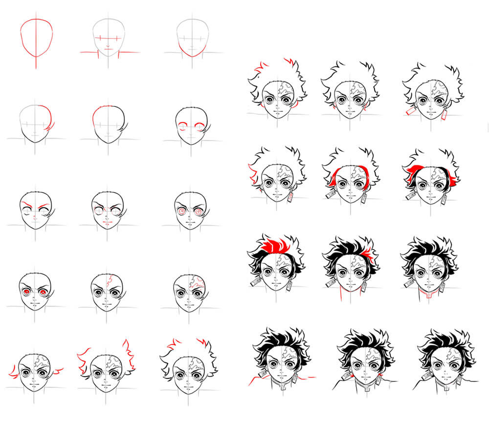 Tanjiro-Kopf zeichnen ideen