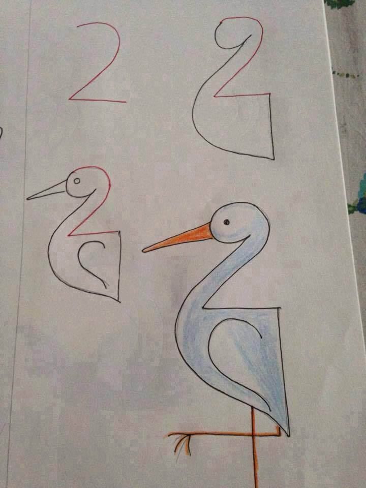 Vogel aus Nummer 2 zeichnen ideen