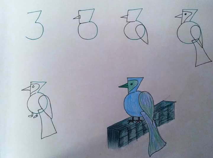 Vogel aus Nummer 3 zeichnen ideen